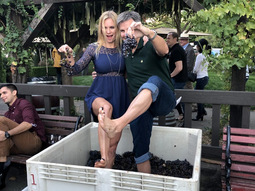 grape stomping while on vacation in the Napa Valley