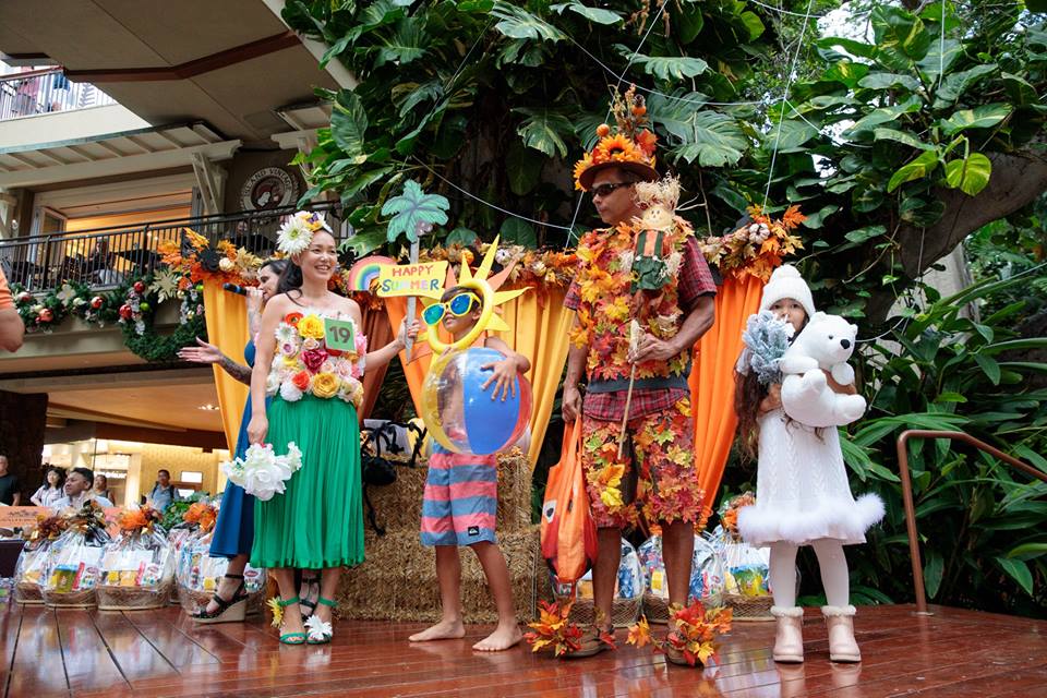 Taking a family vacation in the Hawaiian Islands during Halloween one year, this is what you can expect to do during a Hawaii Halloween (Family dressed in Halloween costumes at the Royal Hawaiian)
