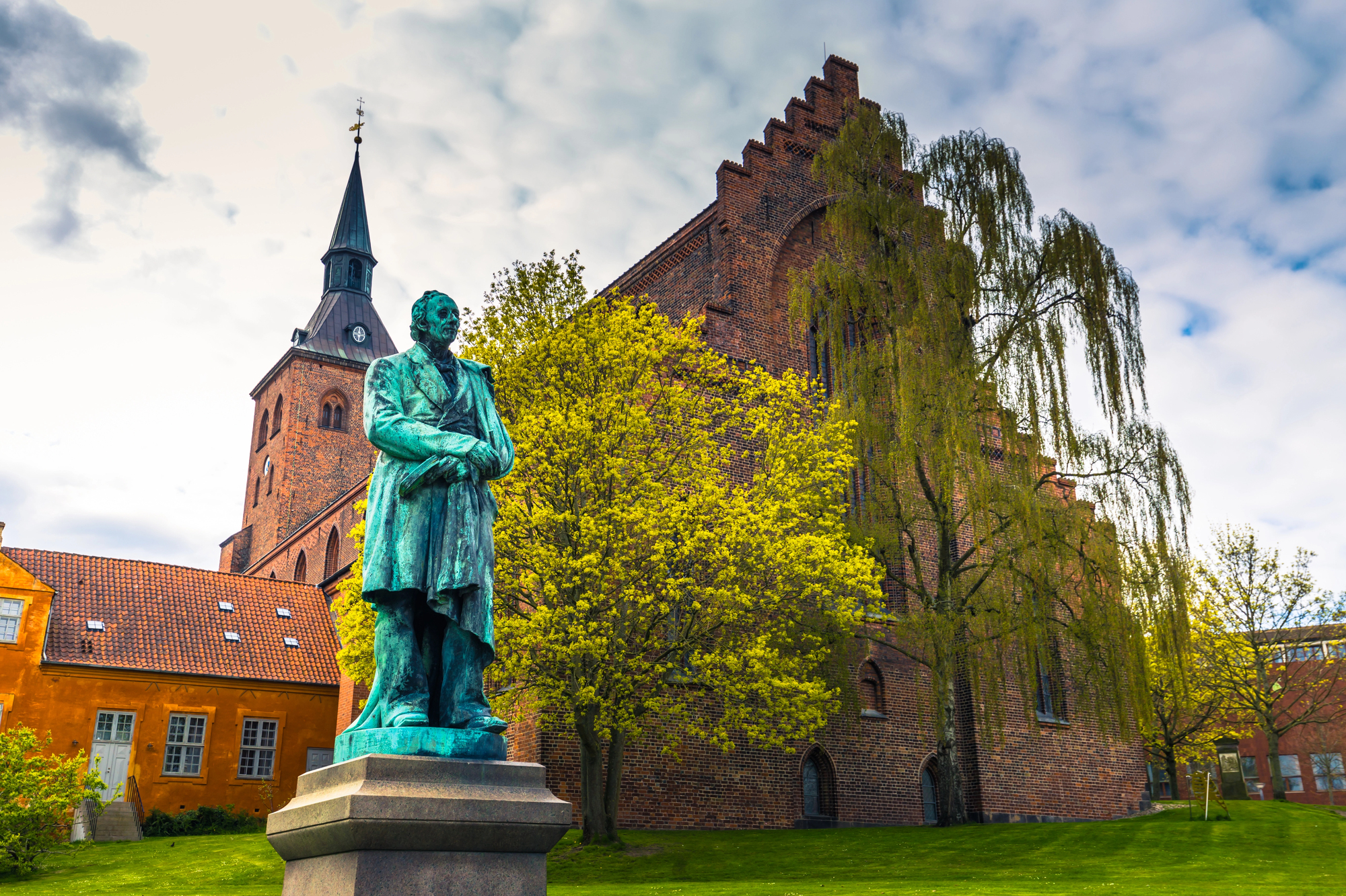 Statue of Hans Christian Andersen in Odense Denmark