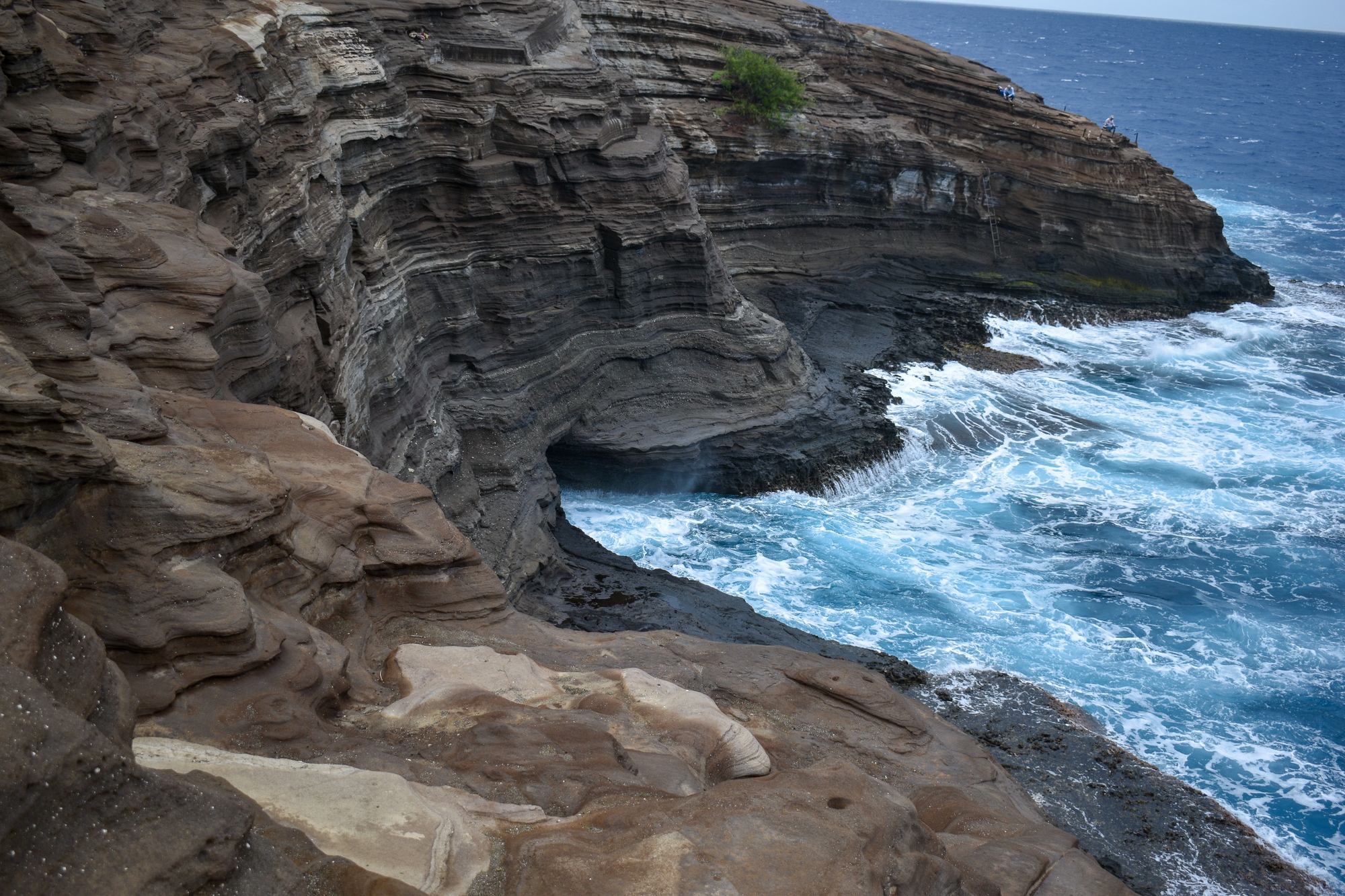 Famous Cliff Jumping Spot at Spitting Caves Oahu