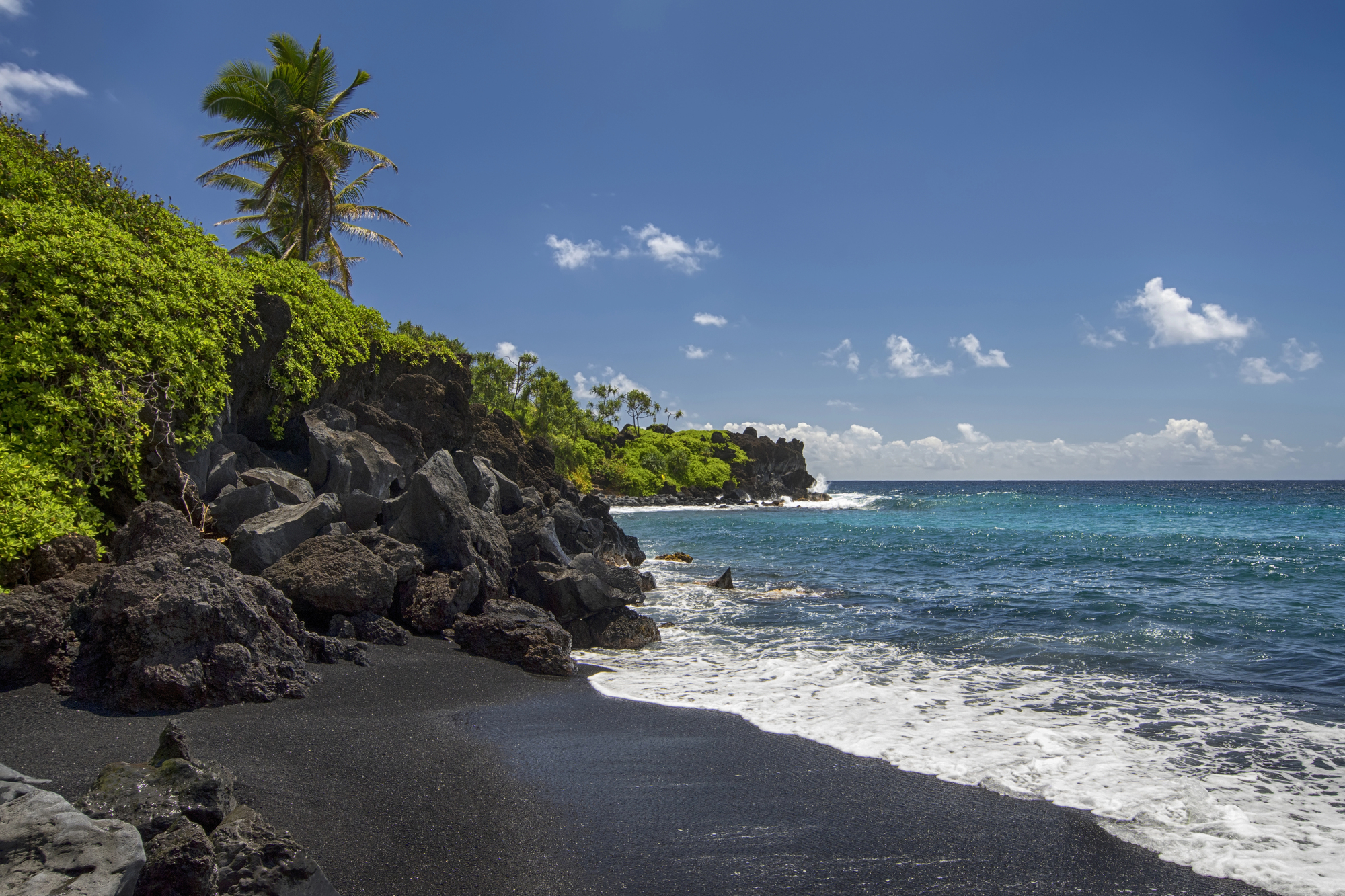 Waianapanapa State Park Black Sand Beach on Maui