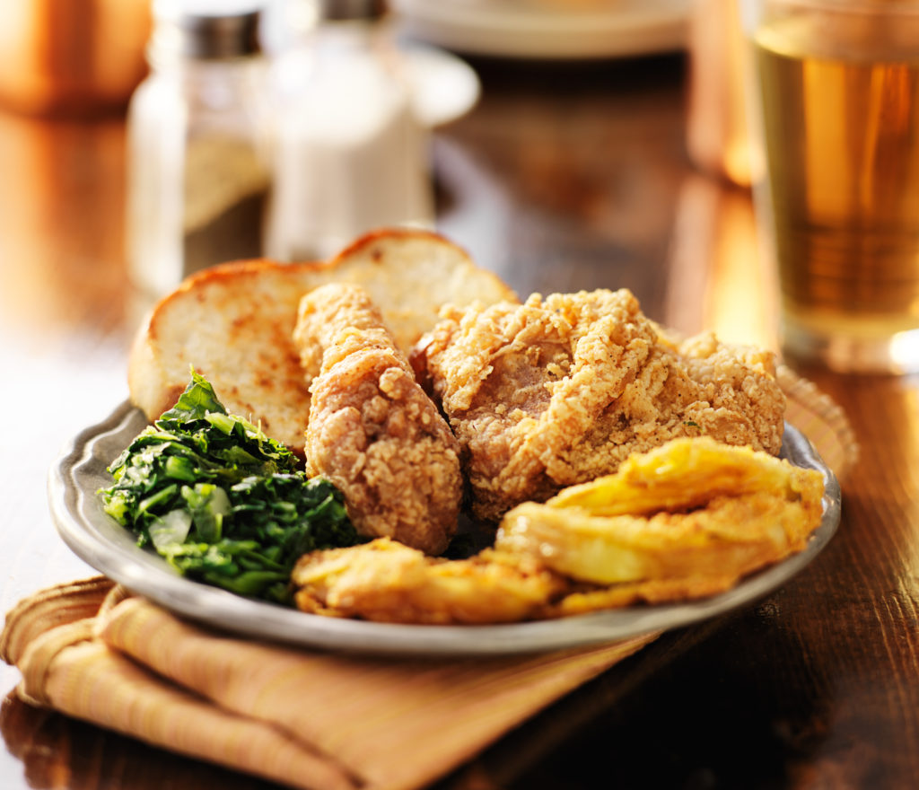 Fried Chicken and Collard Greens - Soul Food