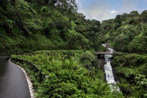 Oahu vs Maui - Road to Hana One Lane Bridge Near Waterfall