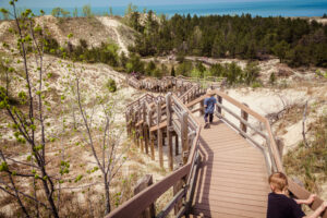 Great Lakes Vacations Perfect for Families - Boardwalk Steps Near a Dune at Indiana Dunes National Park