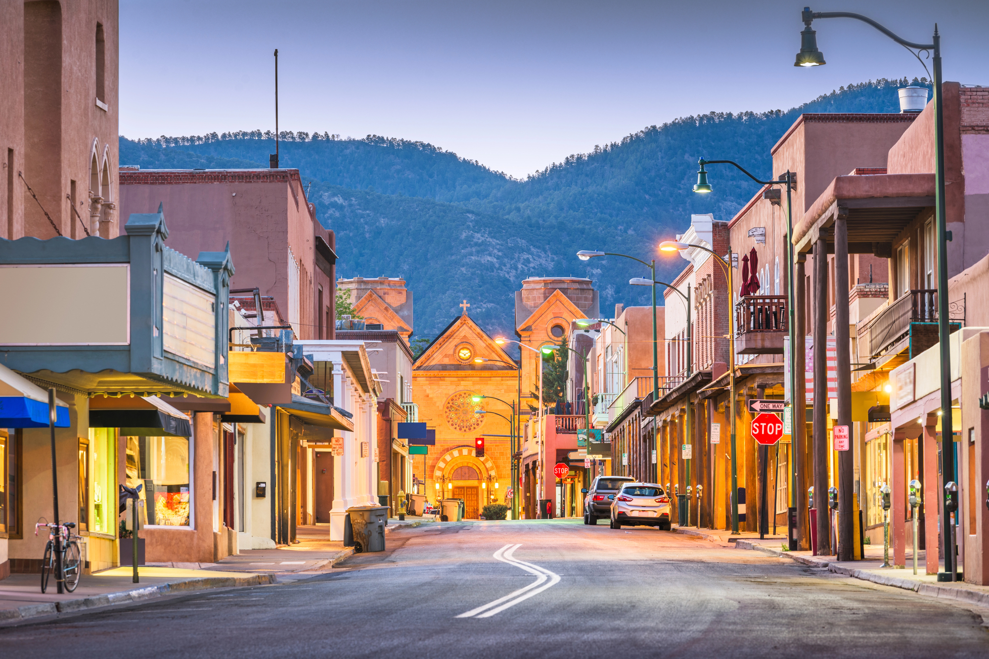 Santa Fe New Mexico Street at Dawn