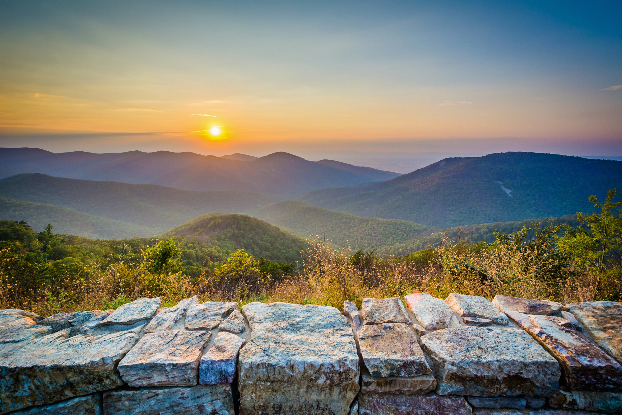 Sunset over the Blue Ridge Mountains from Skyline Drive in Shenandoah National Park