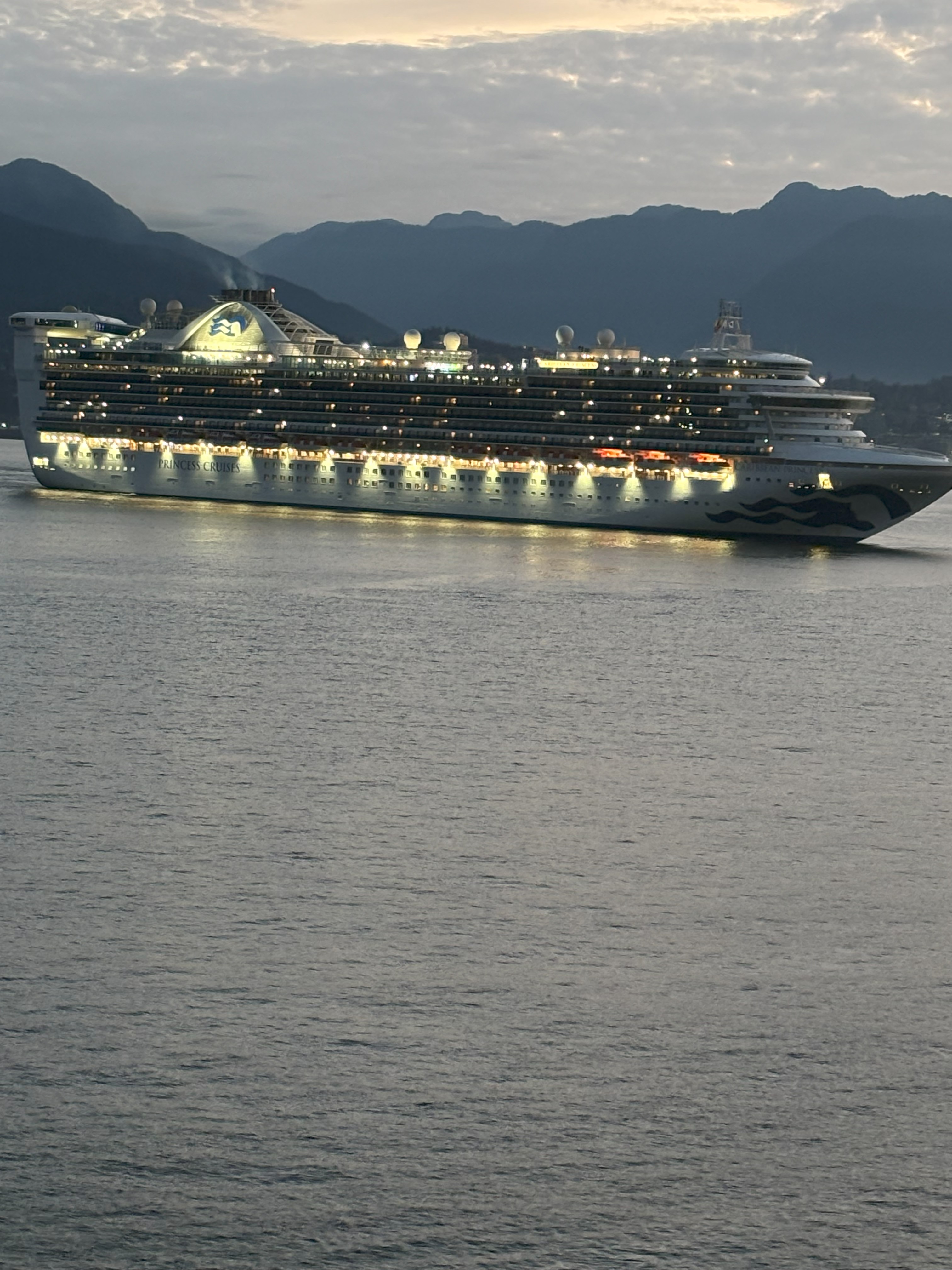 cruise ship arriving in morning