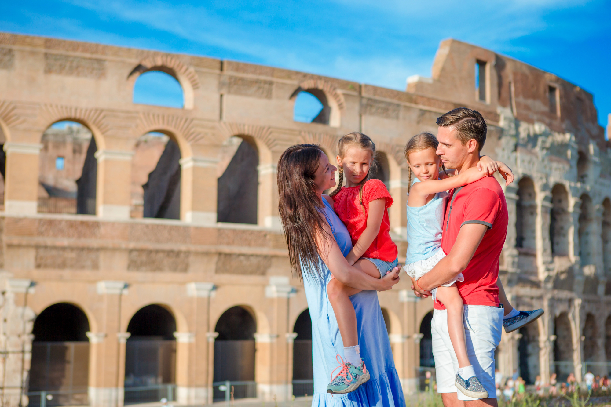 Family at the Colosseum in Rome, Italy