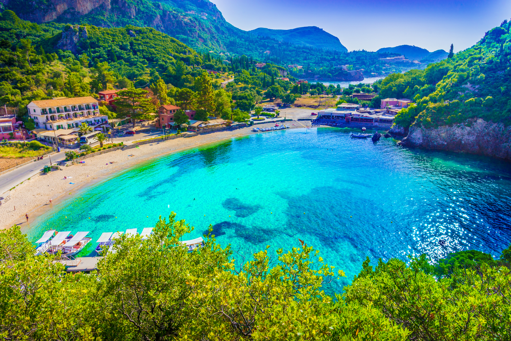 Paleokastritsa Beach Corfu islands, Greece.